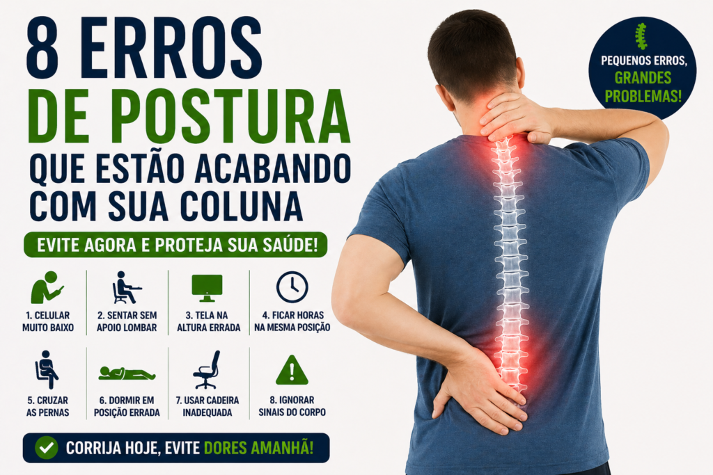 8 Erros de Postura Que Estão Acabando com Sua Coluna (Evite Agora)