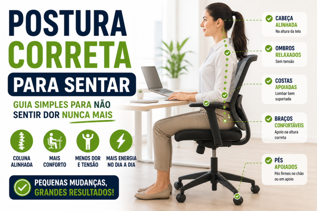 Postura Correta para Sentar: Guia Simples para Não Sentir Dor Nunca Mais